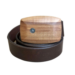 Gürtel Apfel-Holzschnalle | Leder schmal