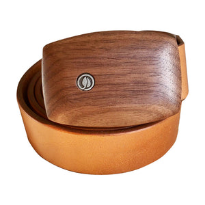 Gürtel Nuss-Holzschnalle | Leder schmal