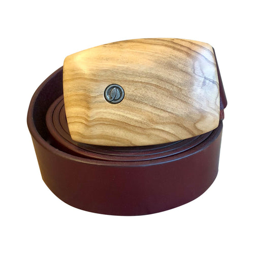 Gürtel Oliven-Holzschnalle | Leder schmal